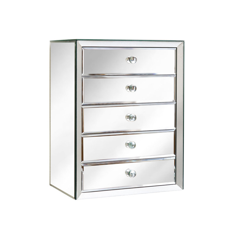 House of Hampton Mirrored 5 Drawer Jewelry Box Wayfair